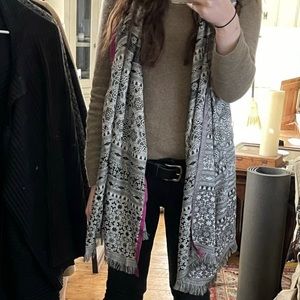 100% silk woven graphic / printed oversized scarf